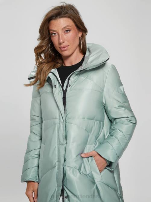 GUESS chaqueta eco ophelie mujer 0P8X1961 verde azulado polvoriento se degrada vestir