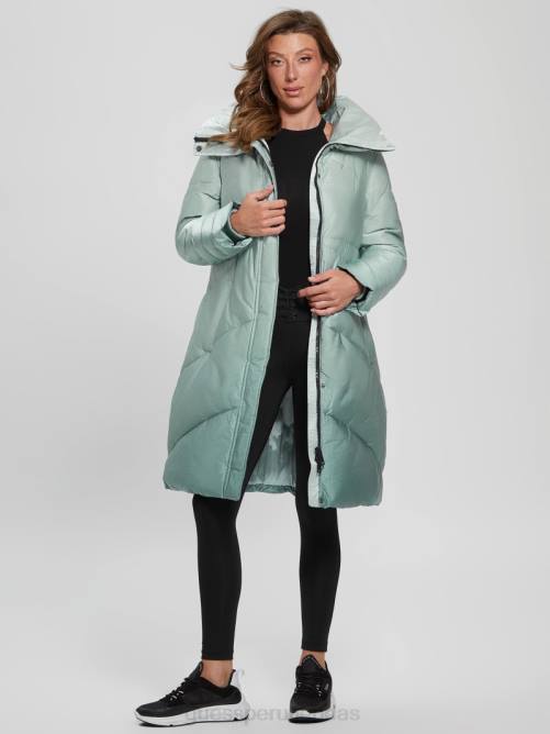 GUESS chaqueta eco ophelie mujer 0P8X1961 verde azulado polvoriento se degrada vestir