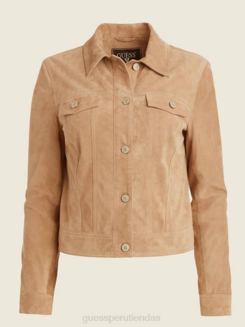 GUESS chaqueta estilo camionero de ante rita mujer 0P8X1060 arcilla de verano vestir