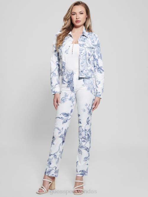 GUESS chaqueta estilo camionero delya con estampado floral mujer 0P8X112 flor de porcelana vestir