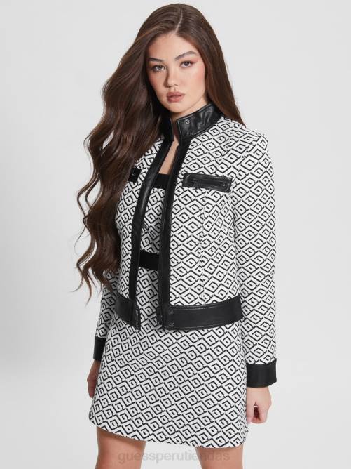 GUESS chaqueta greta geométrica mujer 0P8X1942 logotipo geo jqd blanco/negro vestir