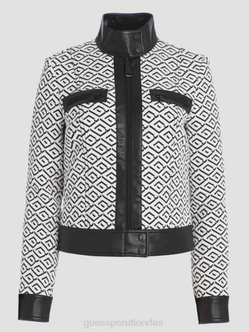 GUESS chaqueta greta geométrica mujer 0P8X1942 logotipo geo jqd blanco/negro vestir