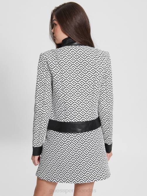 GUESS chaqueta greta geométrica mujer 0P8X1942 logotipo geo jqd blanco/negro vestir