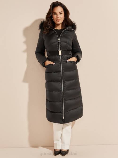 GUESS chaqueta larga de plumas elin mujer 0P8X1826 negro vestir