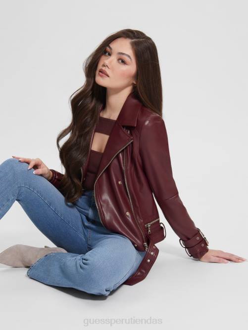 GUESS chaqueta motera de piel sintética olivia mujer 0P8X1790 vino místico multi vestir