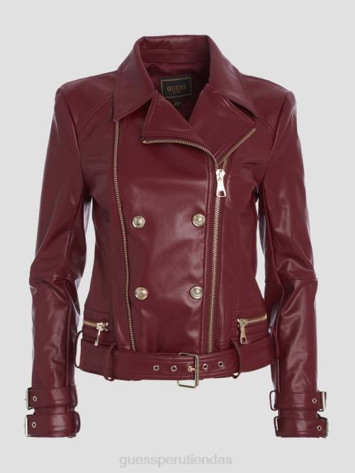 GUESS chaqueta motera de piel sintética olivia mujer 0P8X1790 vino místico multi vestir