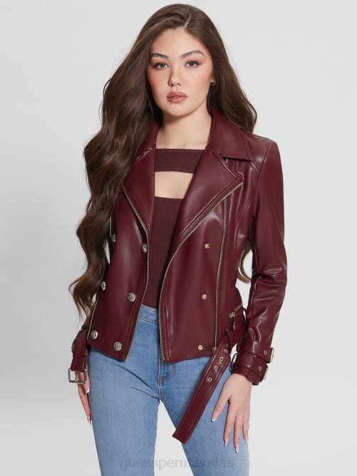 GUESS chaqueta motera de piel sintética olivia mujer 0P8X1790 vino místico multi vestir