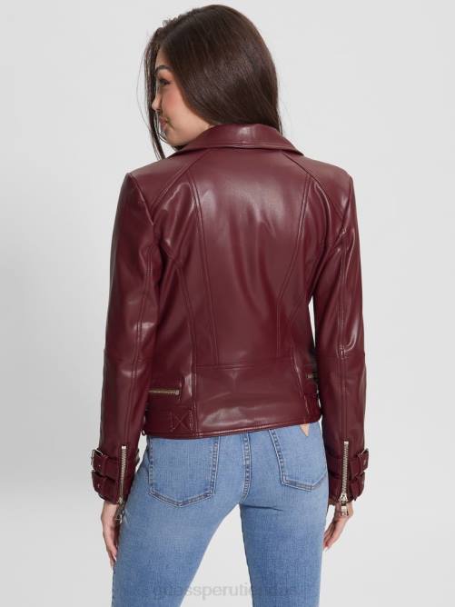 GUESS chaqueta motera de piel sintética olivia mujer 0P8X1790 vino místico multi vestir