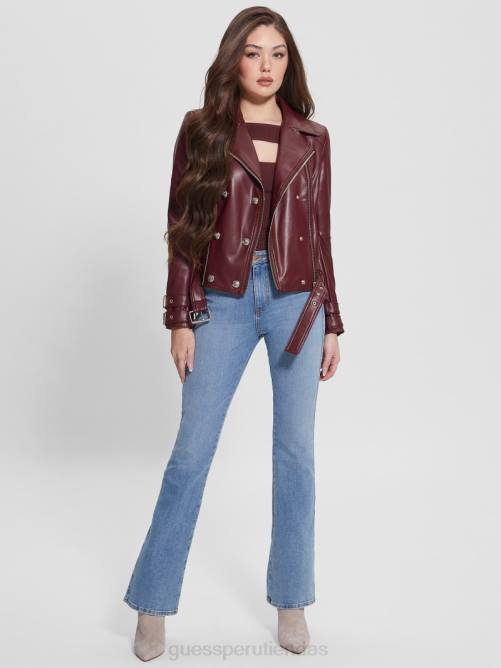 GUESS chaqueta motera de piel sintética olivia mujer 0P8X1790 vino místico multi vestir