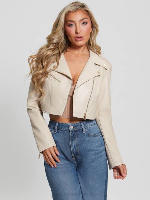 GUESS chaqueta motera rochelle de piel sintética mujer 0P8X1733 madreperla vestir
