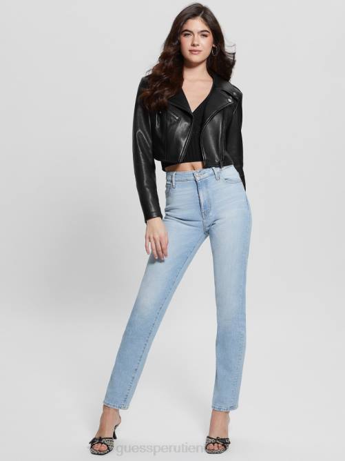 GUESS chaqueta motera rochelle de piel sintética mujer 0P8X1746 negro vestir
