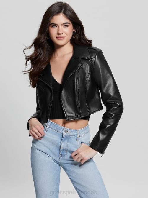 GUESS chaqueta motera rochelle de piel sintética mujer 0P8X1746 negro vestir