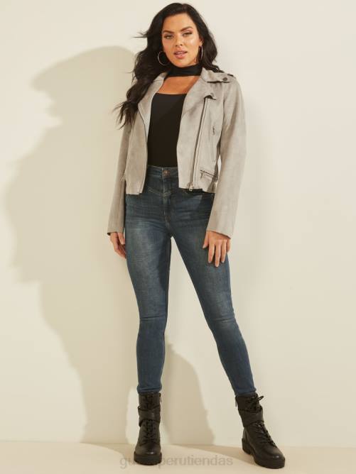 GUESS chaqueta moto eco monica mujer 0P8X1853 gris delfín vestir
