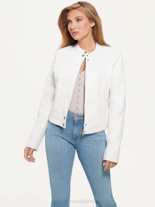 GUESS chaqueta moto fiammetta mujer 0P8X1743 blanco crema vestir