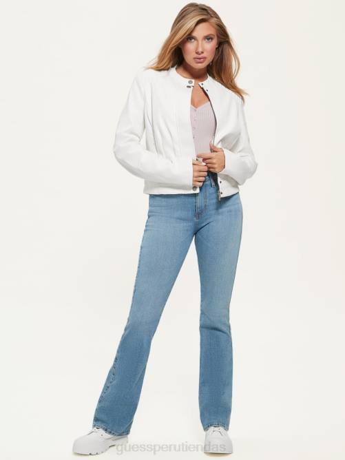 GUESS chaqueta moto fiammetta mujer 0P8X1743 blanco crema vestir
