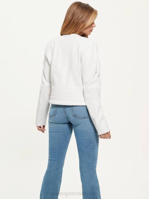 GUESS chaqueta moto fiammetta mujer 0P8X1743 blanco crema vestir