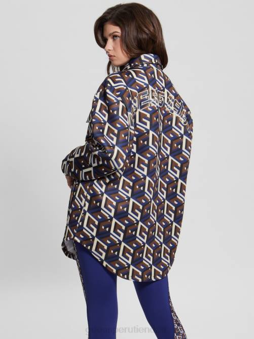 GUESS chaqueta tejida de neopreno emilee mujer 0P8X1542 combo cubo g mediano azul vestir