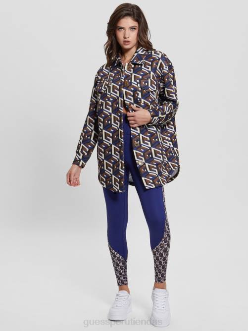 GUESS chaqueta tejida de neopreno emilee mujer 0P8X1542 combo cubo g mediano azul vestir