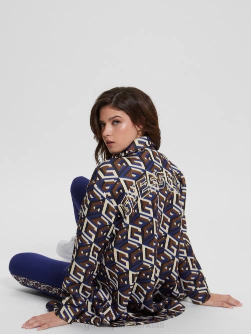 GUESS chaqueta tejida de neopreno emilee mujer 0P8X1542 combo cubo g mediano azul vestir