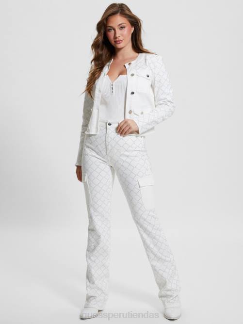 GUESS chaqueta vaquera larissa diamante mujer 0P8X46 blanco brillante vestir