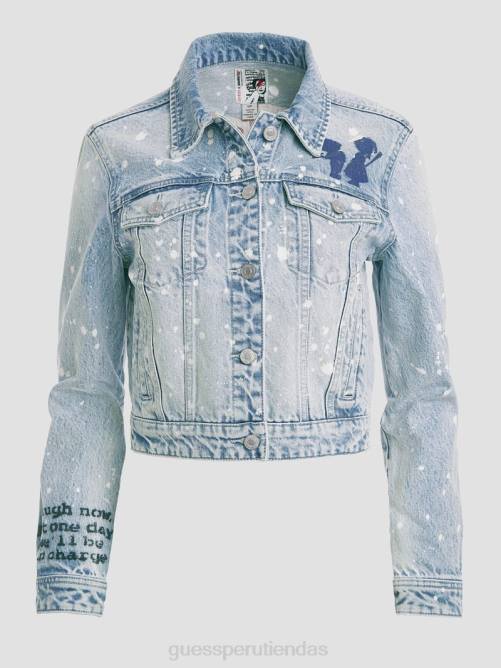GUESS chaqueta vaquera stevie mujer 0P8X179 chapoteo del artista vestir