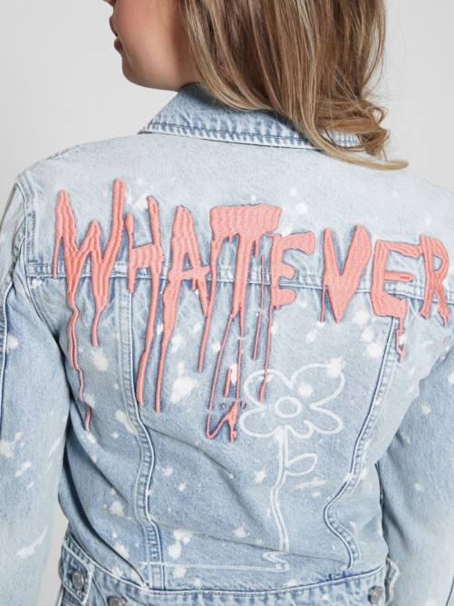 GUESS chaqueta vaquera stevie mujer 0P8X179 chapoteo del artista vestir