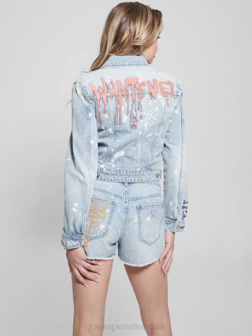 GUESS chaqueta vaquera stevie mujer 0P8X179 chapoteo del artista vestir