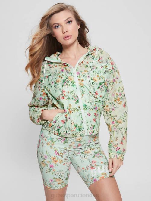 GUESS cortavientos eco davina de nailon floral mujer 0P8X1810 flor de campo acuático vestir