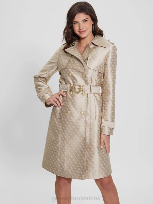 GUESS gabardina eco diletta con cinturón mujer 0P8X1727 combo crema e irlandesa vestir