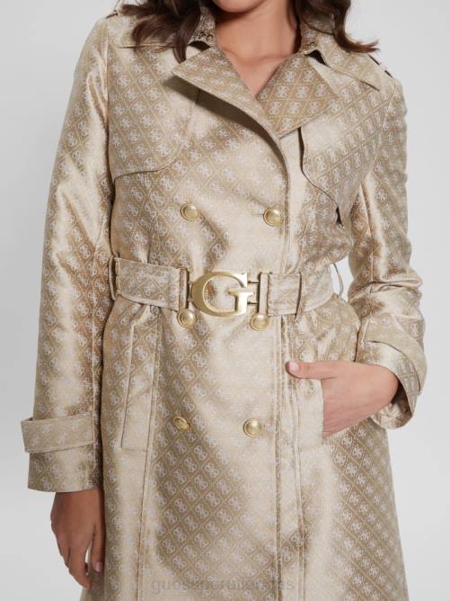 GUESS gabardina eco diletta con cinturón mujer 0P8X1727 combo crema e irlandesa vestir