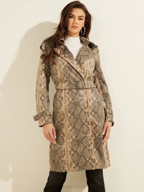 GUESS linda gabardina mujer 0P8X1941 serpiente exótica arena negro c vestir