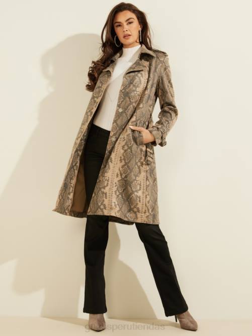 GUESS linda gabardina mujer 0P8X1941 serpiente exótica arena negro c vestir