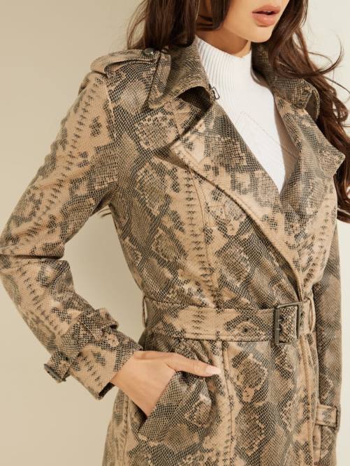 GUESS linda gabardina mujer 0P8X1941 serpiente exótica arena negro c vestir