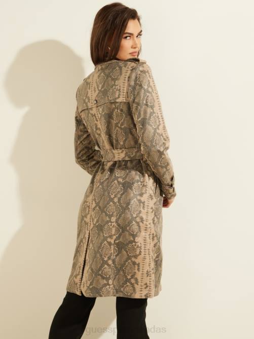 GUESS linda gabardina mujer 0P8X1941 serpiente exótica arena negro c vestir