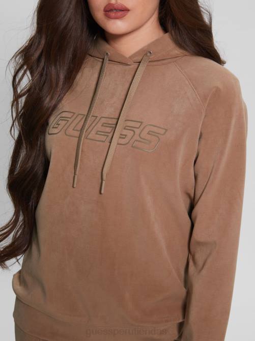 GUESS sudadera con capucha eufemia de gamuza sintética mujer 0P8X1944 rubia vestir