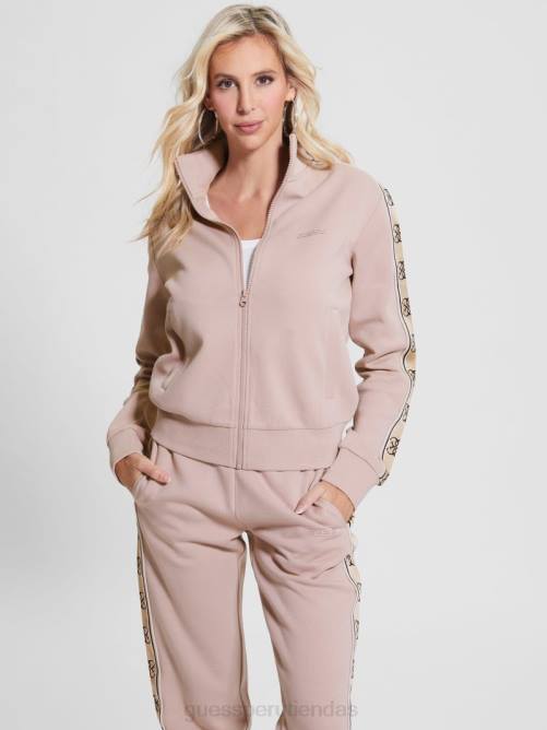 GUESS sudadera eco britney con cremallera completa mujer 0P8X1749 elegante color topo vestir