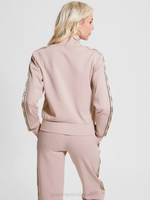 GUESS sudadera eco britney con cremallera completa mujer 0P8X1749 elegante color topo vestir