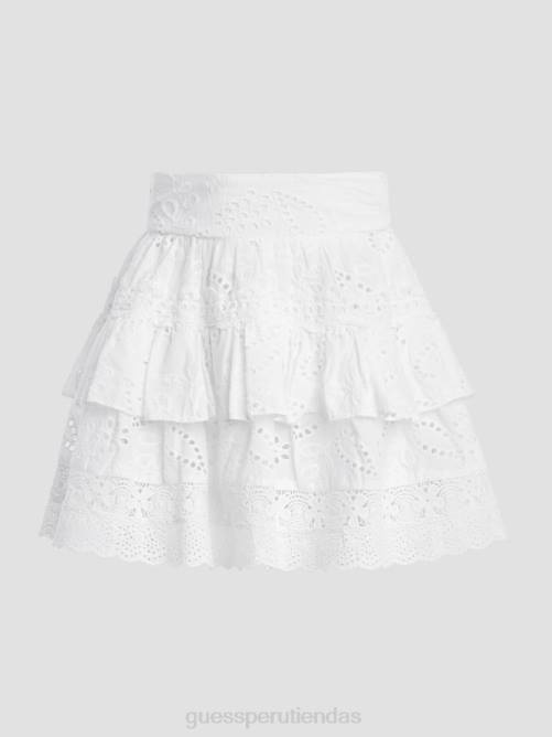 GUESS falda arielle con ojales mujer 0P8X1995 blanco puro vestir