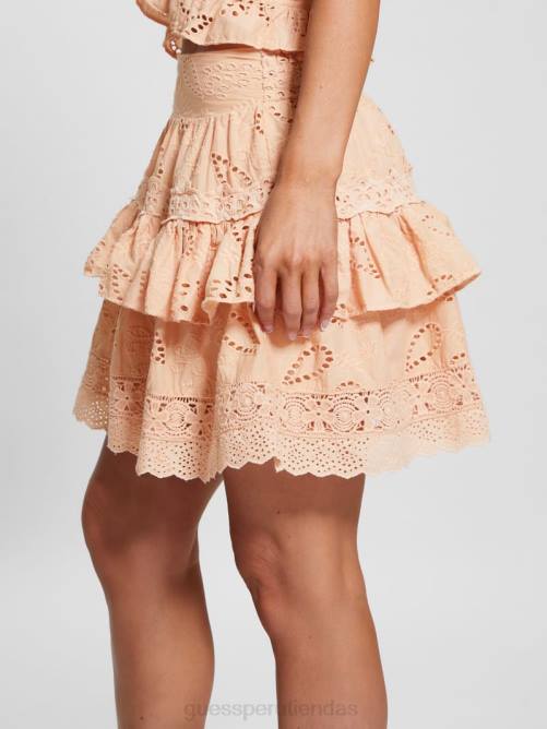 GUESS falda arielle con ojales mujer 0P8X2272 crema de durazno vestir