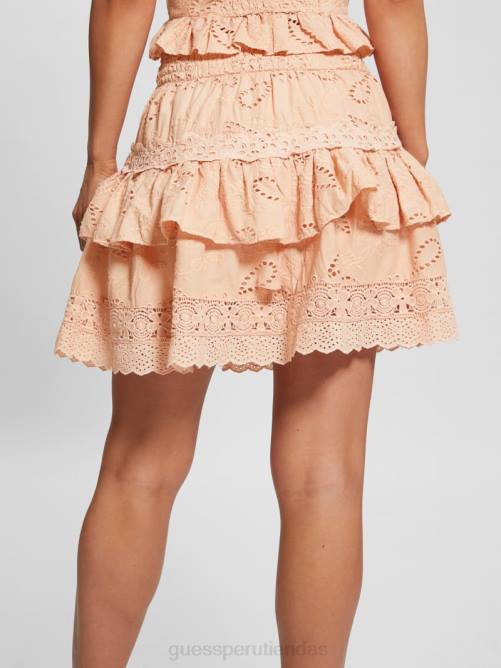 GUESS falda arielle con ojales mujer 0P8X2272 crema de durazno vestir