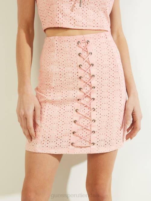 GUESS falda becka con ojales mujer 0P8X260 felicidad rosa vestir