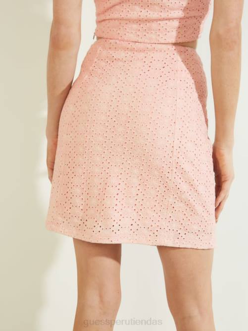 GUESS falda becka con ojales mujer 0P8X260 felicidad rosa vestir