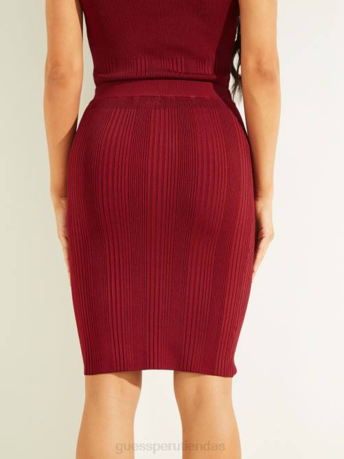 GUESS falda de canalé alcosta mujer 0P8X2447 jugo de remolacha rojo vestir