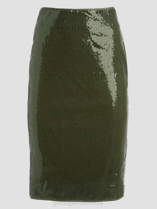 GUESS falda de lentejuelas megan mujer 0P8X2309 peyote verde vestir