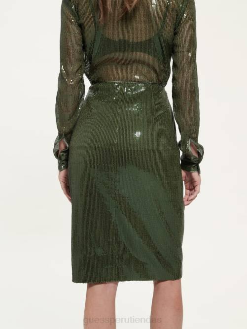 GUESS falda de lentejuelas megan mujer 0P8X2309 peyote verde vestir