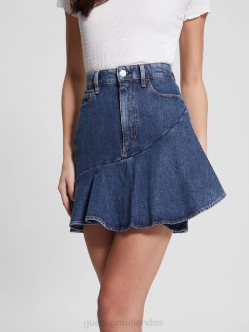 GUESS falda de mezclilla con claudita ecológica mujer 0P8X139 lavado nublado vestir