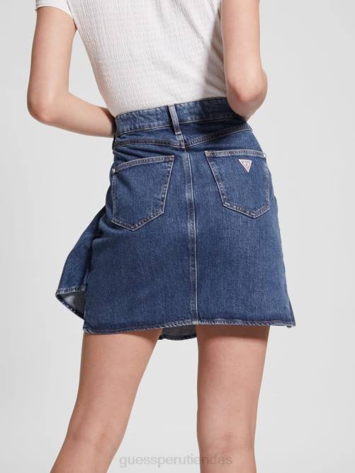 GUESS falda de mezclilla con claudita ecológica mujer 0P8X139 lavado nublado vestir