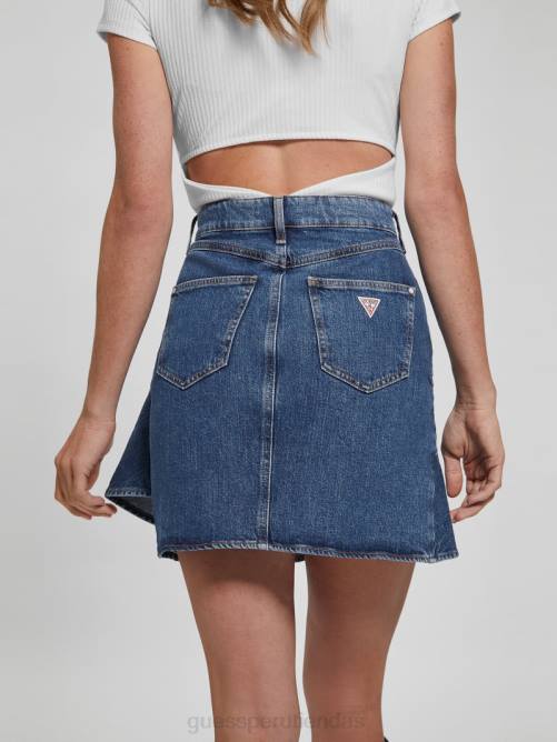 GUESS falda de mezclilla con claudita ecológica mujer 0P8X139 lavado nublado vestir