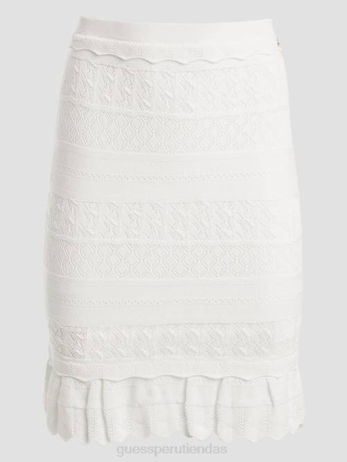 GUESS falda de pointelle con detalles ecológicos mujer 0P8X2027 blanco puro vestir