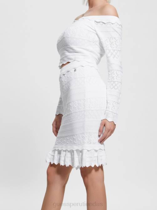 GUESS falda de pointelle con detalles ecológicos mujer 0P8X2027 blanco puro vestir